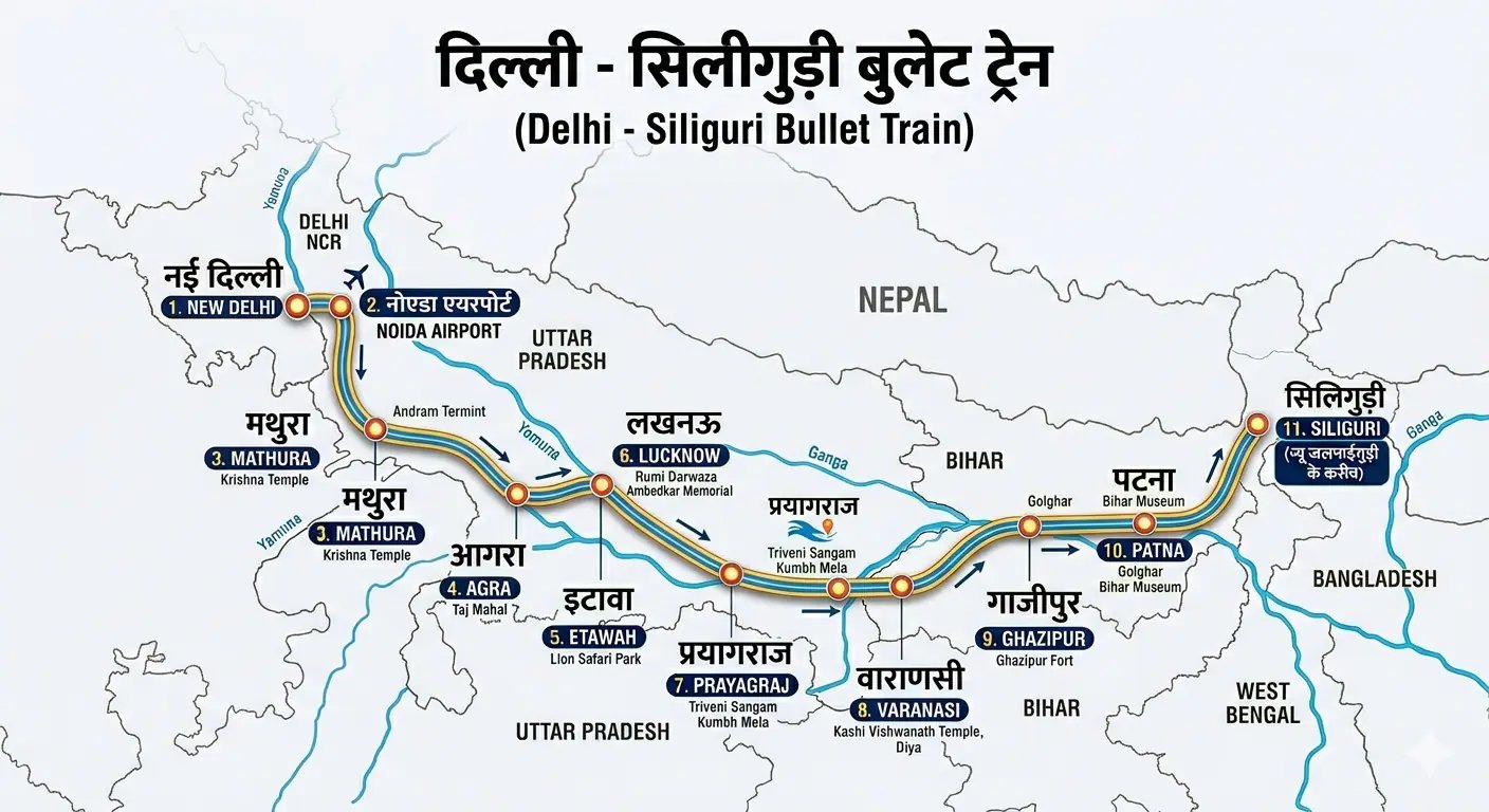 दिल्ली समेत बुलेट ट्रेन के 7 रूट, देश के 20 बड़े शहरों को हाई स्पीड, रेल मंत्री ने बताया कितना टाइम लगेगा | Bullet Train in India connects Delhi Varanasi Patna Mumbai Pune Bangaluru Chennai Hyderabad High Speed Rail Corridor